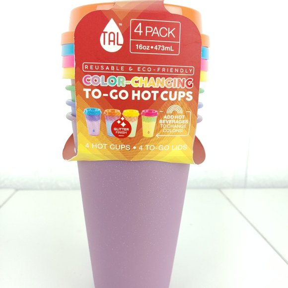TAL Color-Changing To-Go Hot Cups 4 Pack 16oz Reusable Eco-Friendly New - Picture 1 of 6